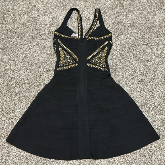 HERVE LEGER Women's Ayia Studded Mini Dress Size XS in Black - Picture 8 of 11